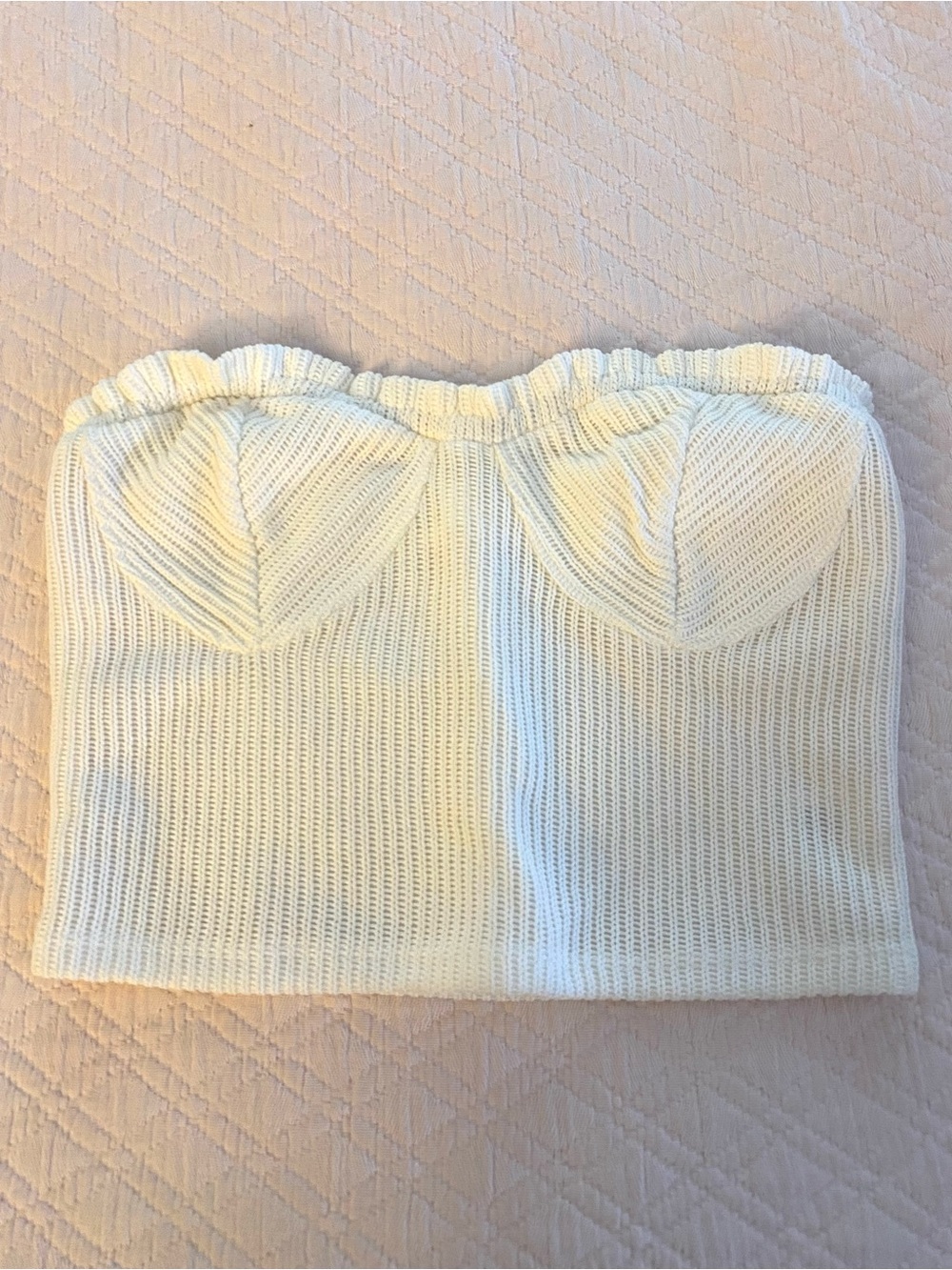 White cropped strapless top